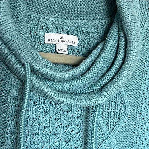 L.L. Bean Signature Teal Gradient Cowl Neck Sweater Women’s size L - Picture 2 of 6